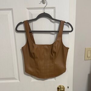 Abercrombie & Fitch Tan Faux Leather Crop Top